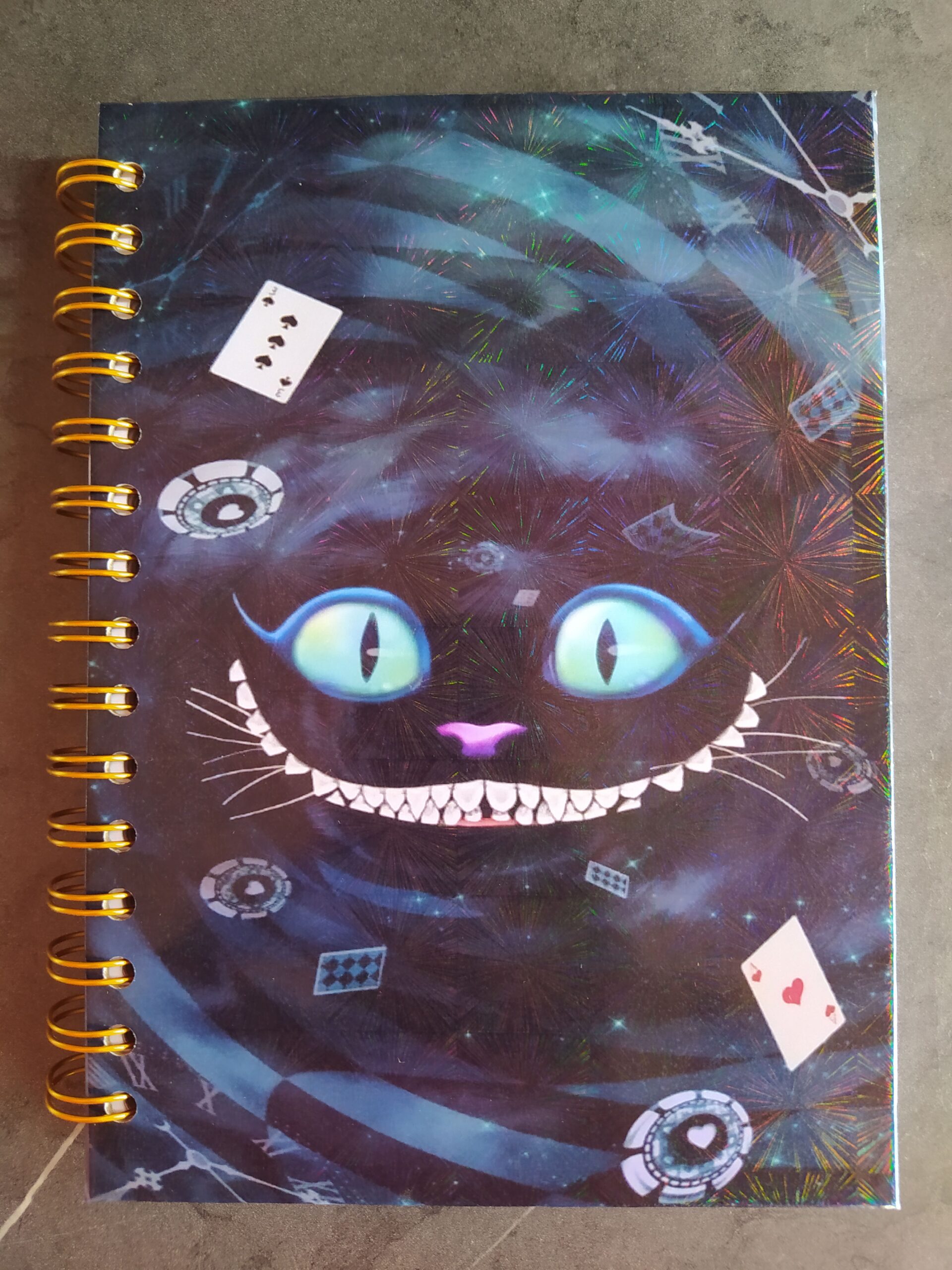 Cuaderno espiralado del gato de Alicia en el país de las maravillas