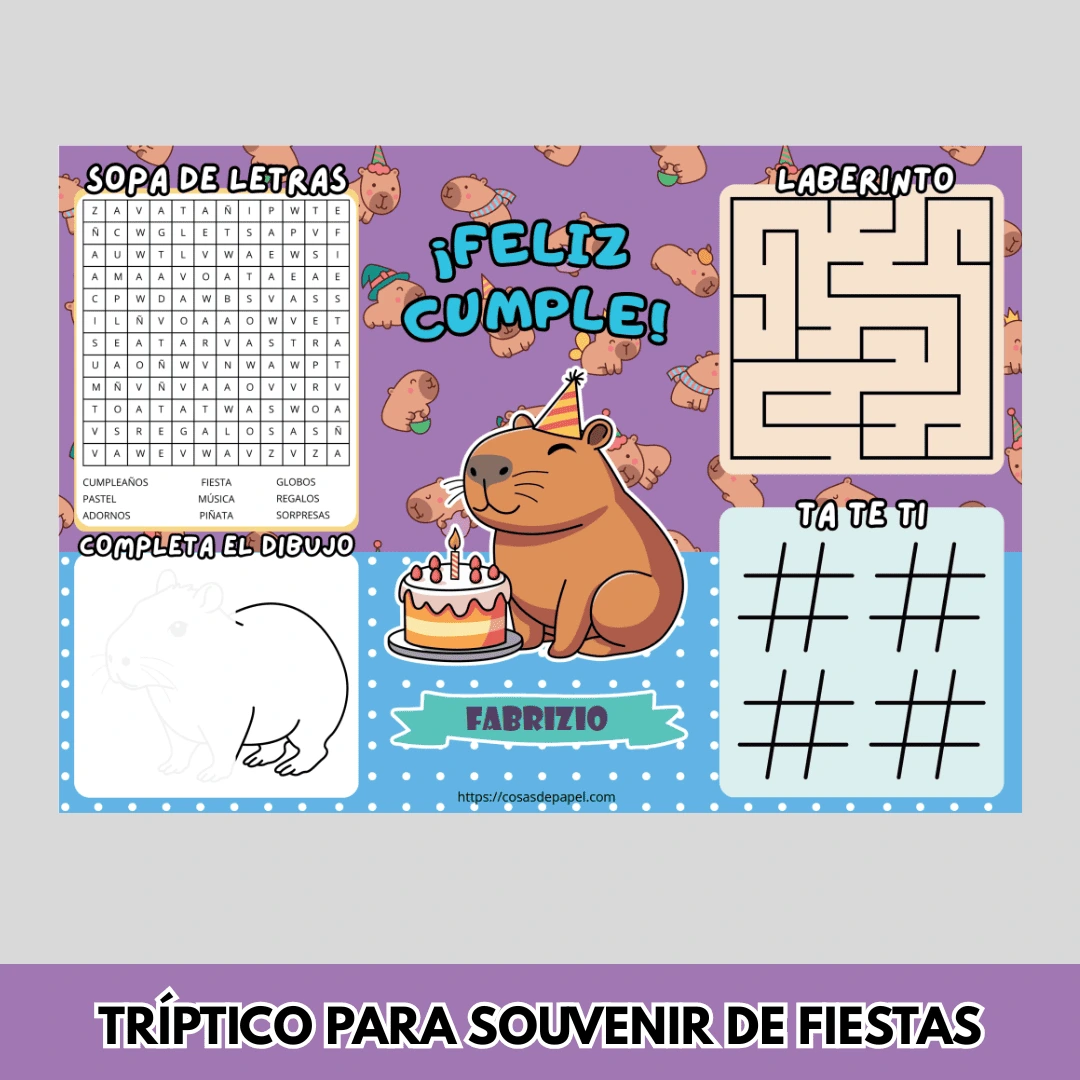 Tríptico para Cumpleaños como Souvenir para Fiestas